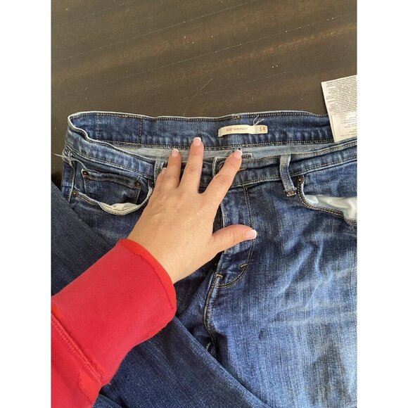 Women's Levi's 515 Stretch Bootcut Jeans 14L - 32W x 34L Classic Blue Denim - Picture 3 of 4